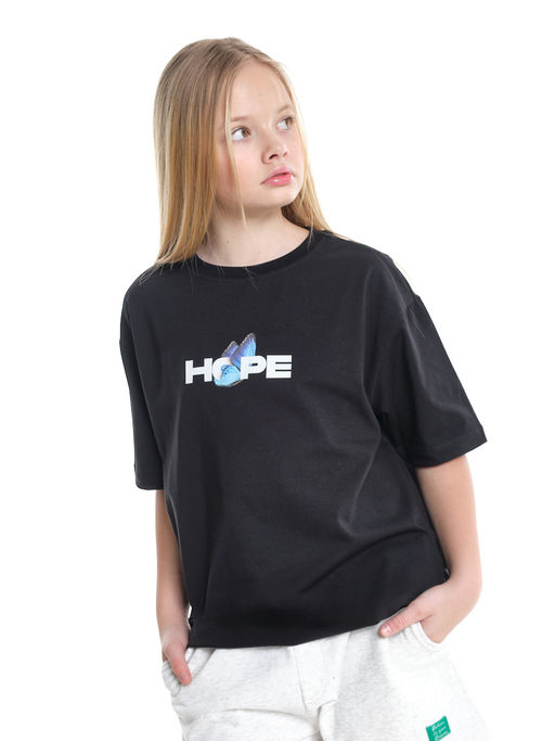 Футболка с принтом для девочки 22-9009 черный - Mini maxi фото 8