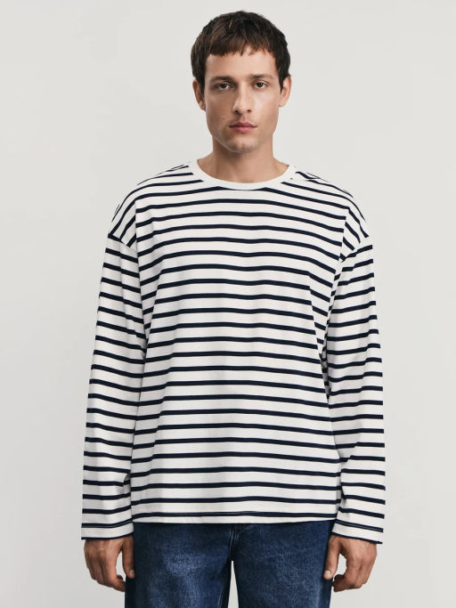 Лонгслив из 100% хлопка в полоску / Zarina  фото 3