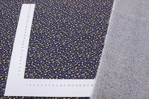 Импорт. хлопок Горчичные лютики цв.темно-синий флер, ш.1.48м, хлопок-100%, 100гр/м.кв - Купава фото 2