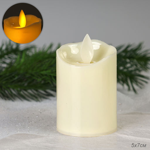 Свеча светодиодная подвижный фитиль 7х5 см / VFR-39 /уп 12/480/бежевая