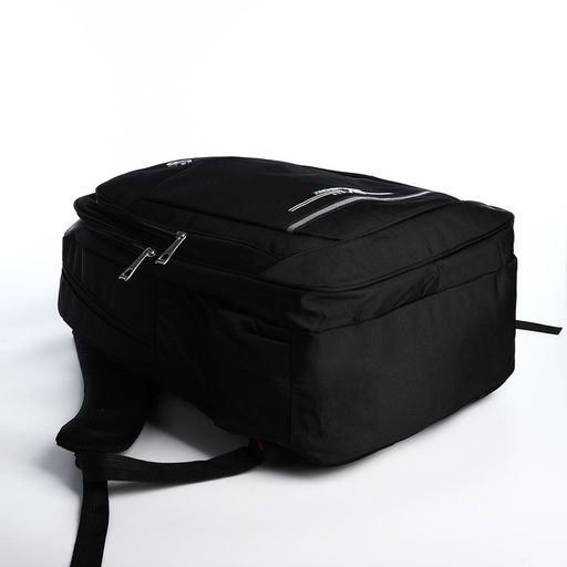 Рюкзак молодёжный на молниях, 2 отдела на молнии, 4 кармана, размер 37×17×54 см, чёрный/зелёный