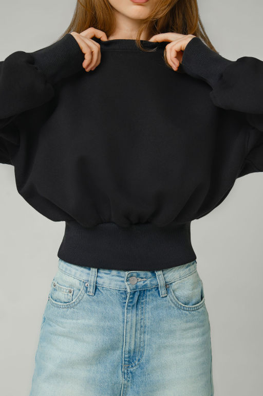 Арт. 15128 Свитшот женский укороченный 42-46 (3 шт) Цвет:черный