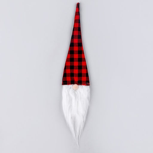 Новогодний чехол на бутылку Гном, в клетку, 45 см