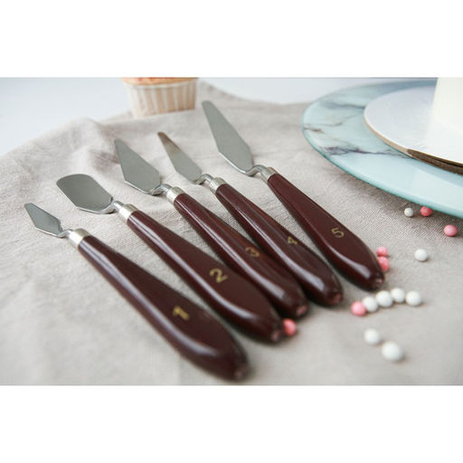 Лопатки - мастихины кондитерские Доляна, 22?2?1.5 см, набор 5 шт., нержавеющая сталь, коричневые  фото 6