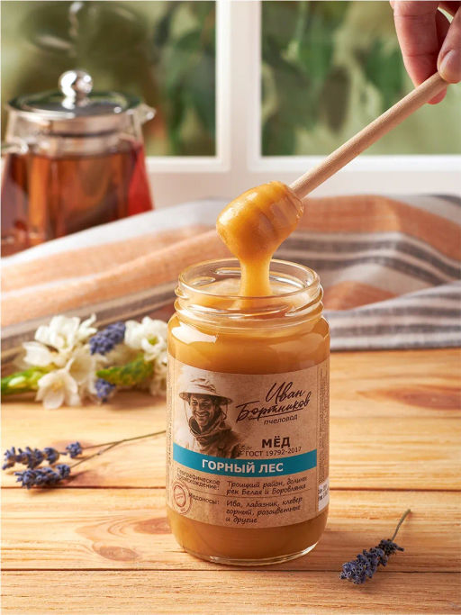 Мёд Бортников Горный лес, ст.банка 500г