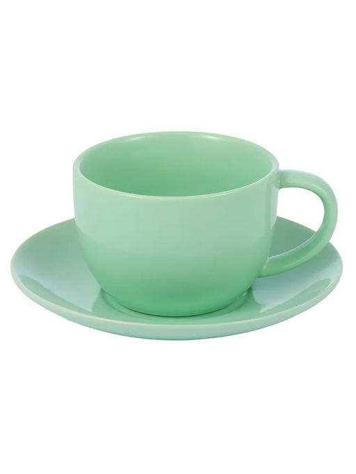 52235 GIPFEL Чайная пара GRONTE: чашка 230 мл, блюдце 15 см. Материал: керамика. Цвет: светло-зеленый.