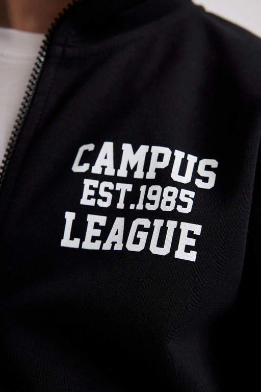 Толстовка на молнии с высоким воротником для мальчиков с принтом - Defacto фото 8