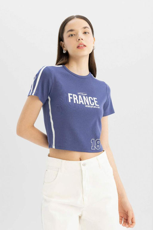 Классная футболка с короткими рукавами из модала с круглым вырезом и принтом - Defacto фото 5