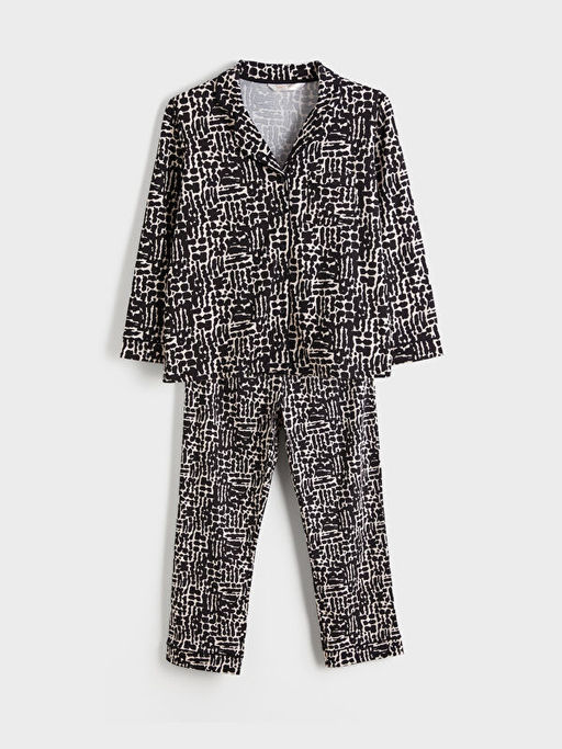 B?y?k Beden Desenli Kad?n Pijama Tak?m?
