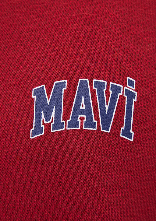 Mavi Logo Bask?l? Kapusonlu K?rm?z? Sweatshirt  фото 7