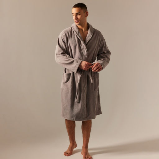 Халат махровый мужской SL HOME: Basic «Софт Мист», размер M, хлопок 100%, серый