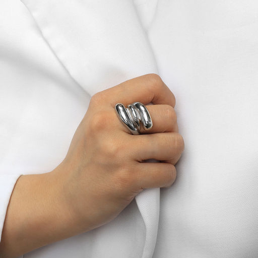 Кольцо металл Тренд тройная волна, цвет серебро, размер 18 - Qf фото 4