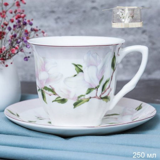 Чайный набор 2 предмета 250 мл PVC / GF1 -2PV /уп 36/ костяной фарфор - Галеонтрейд фото 3