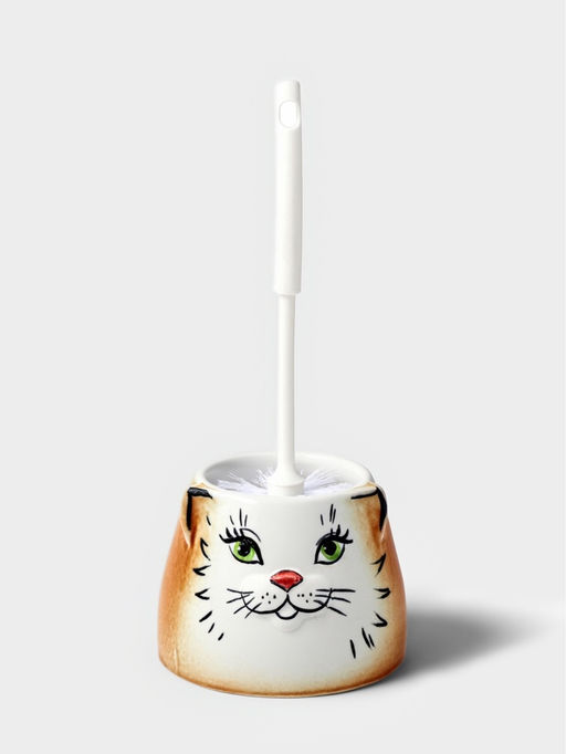 Ёршик для унитаза с подставкой «Кошка», фарфор, МИКС