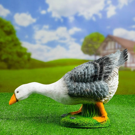 Садовая фигура из полистоуна «Гусь наклонившийся», 18×20×44 см
