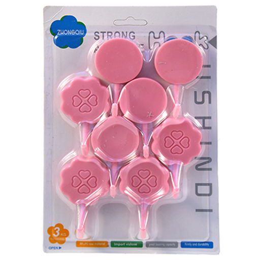 Крючок на липучке пластмассовый, 8 штук в блистере, микс (Китай) - Домашняя Мода фото 2