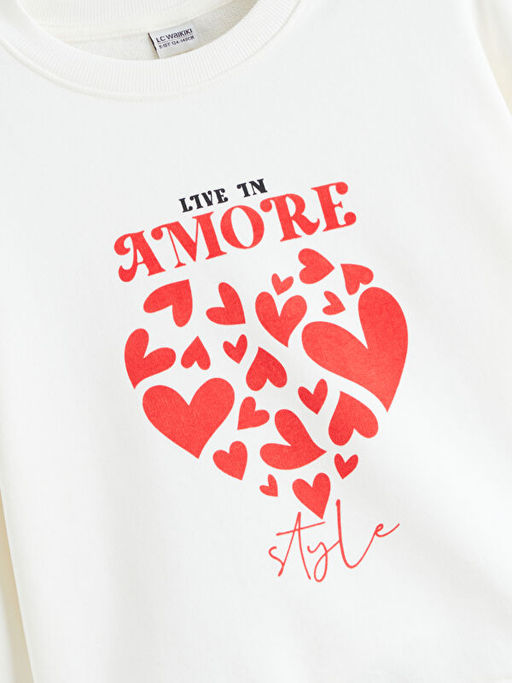 Bask?l? K?z ?ocuk Sweatshirt