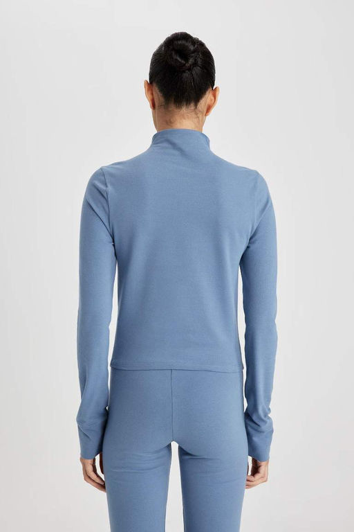 DeFactoFit Футболка узкого кроя с высоким воротником и длинными рукавами  фото 10