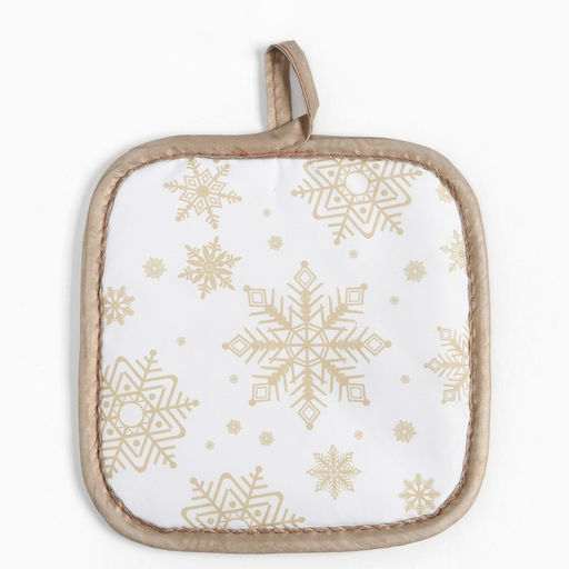 Кухонный набор Доляна. Снежинки: прихватка 17?17 см, варежка 26?16 см, фартук 70?80 см, золотой, 100% п/э