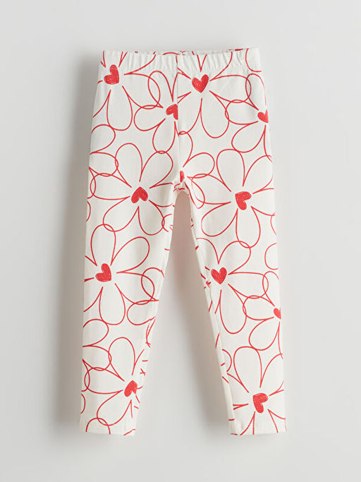 Beli Lastikli ?i?ekli K?z ?ocuk Tayt 2li