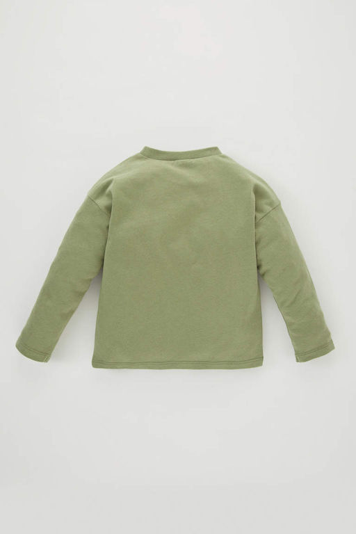 Футболка из чесаного хлопка с длинными рукавами и круглым вырезом для маленьких мальчиков - Defacto фото 4