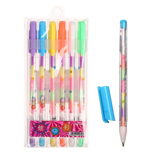 Набор гелевых ручек 6 штук, разноцветные стержни, в пластиковой упаковке - Simaland фото 2