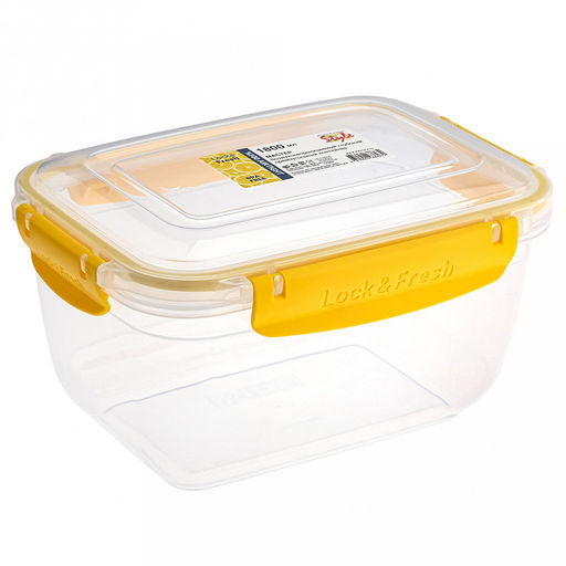 Контейнер для продуктов пластмассовый Мастер 1,8л, глубокий, прямоугольный, с клипсами, воздухонепроницаемый (герметичный), съемный силиконовый уплотнитель, подходит для СВЧ, цвета микс (Россия) - Домашняя мода фото 2