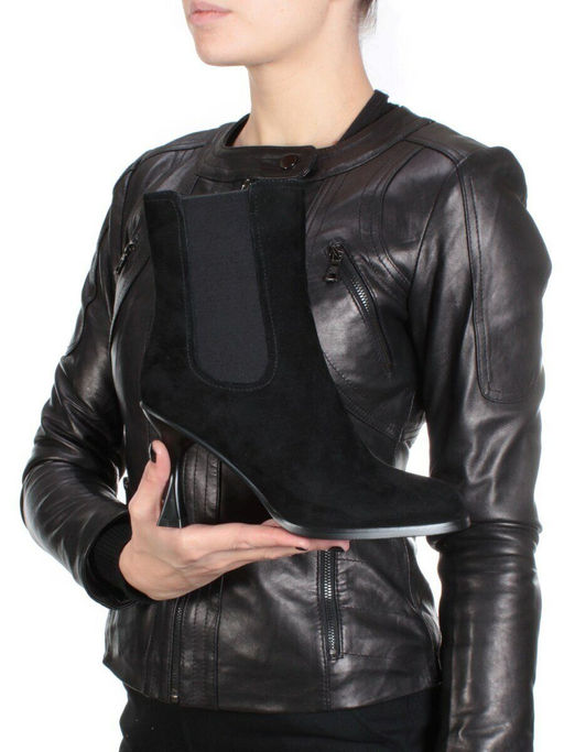 04-E29W-17B BLACK Ботильоны зимние женские (натуральная замша, натуральный мех) - Фабричный китай фото 5