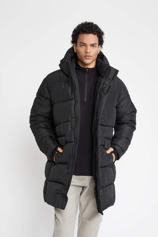 Парка-пуховик из шелковой ткани с водоотталкивающим эффектом DeFactoFit и капюшоном  фото 4