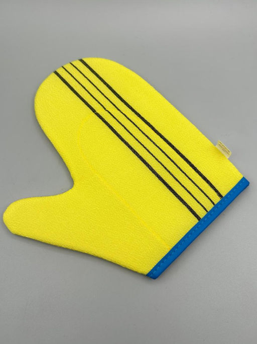 Bath Towel Мочалка-рукавица для душа с пилинг-эффектом, уплотненная, жёлтый