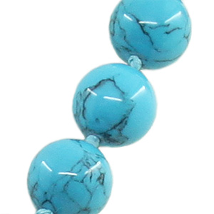 Бусы бирюза (имитация), круглые 14мм, короткие 48см