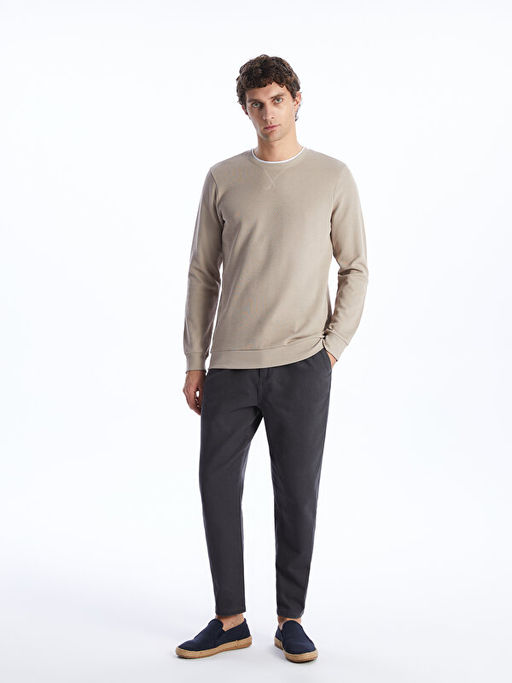 Bisiklet Yaka Uzun Kollu Erkek Sweatshirt