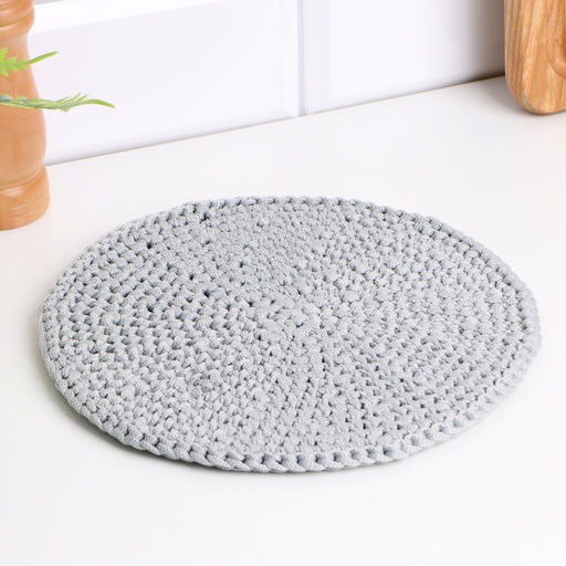 Салфетка на стол сервировочная, d=25 см, полиэфирное волокно, серый