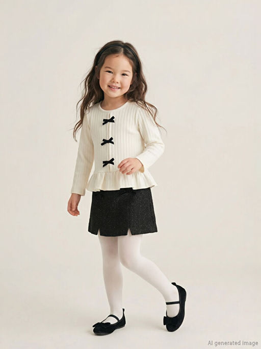 Beli Lastikli K?z ?ocuk ?ort Etek ve K?lotlu ?orap