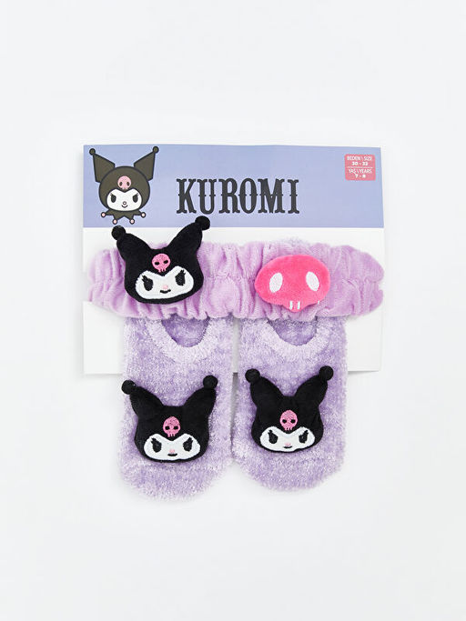 Kuromi Desenli Kayd?rmaz Tabanl? K?z ?ocuk Ev ?orab? ve Sa? Band?