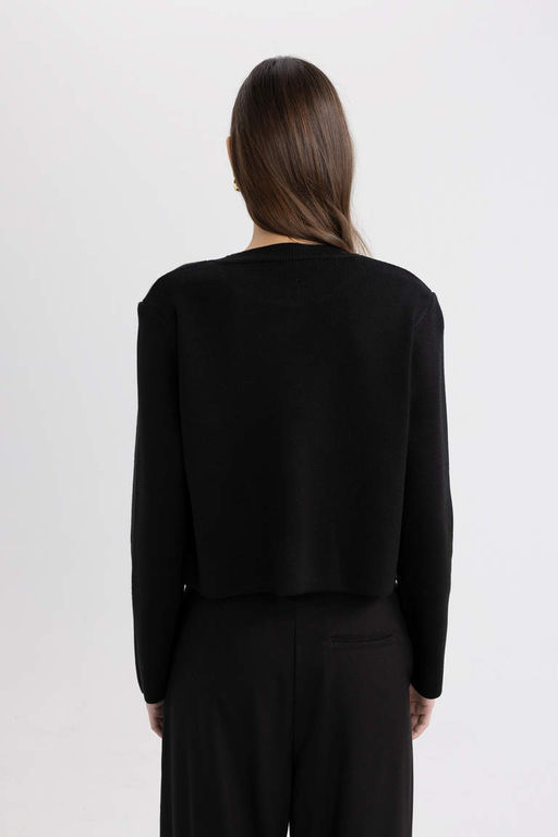 Приталенный кардиган с круглым вырезом - Defacto фото 6