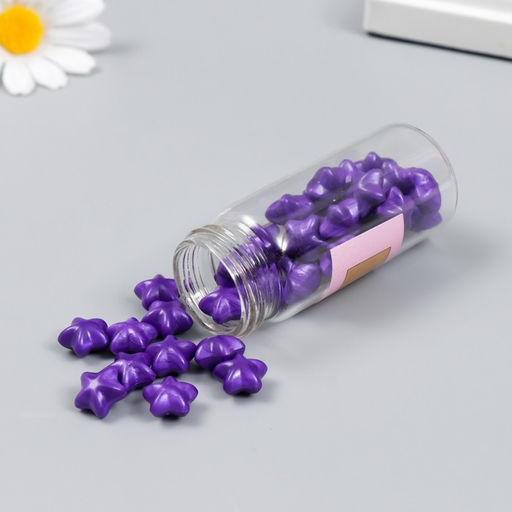 Сургуч в гранулах в баночке Звёздочки фиолетовый матовый 16 гр 7х3х3 см - Арт узор фото 2