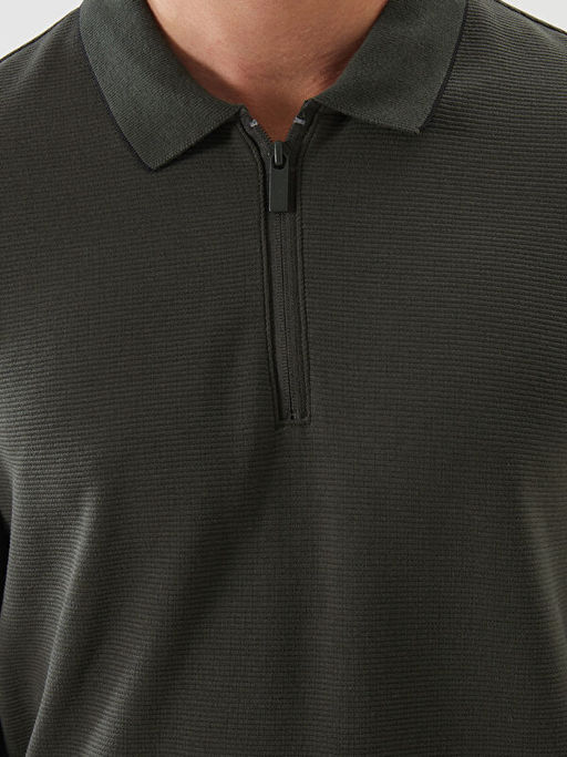 Polo Yaka Uzun Kollu Erkek Sweatshirt