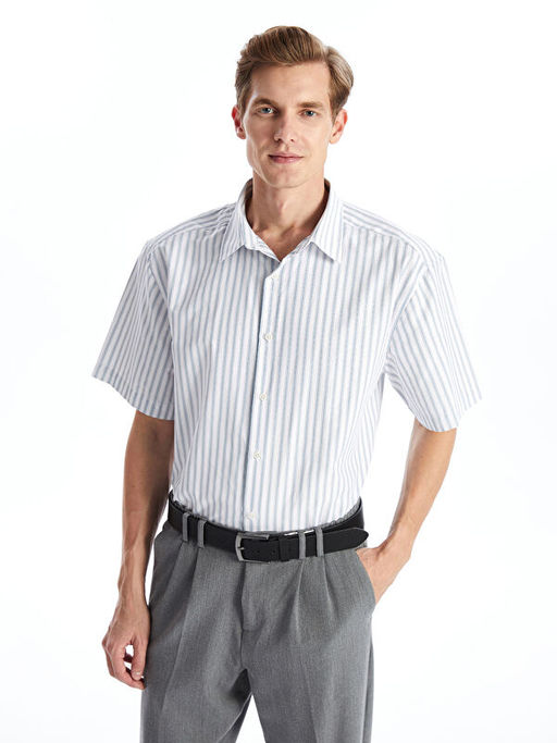 Rahat Kal?p K?sa Kollu ?izgili Erkek G?mlek