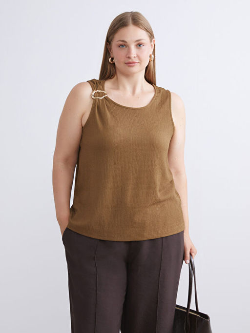 Bisiklet Yaka Dokulu Bluz