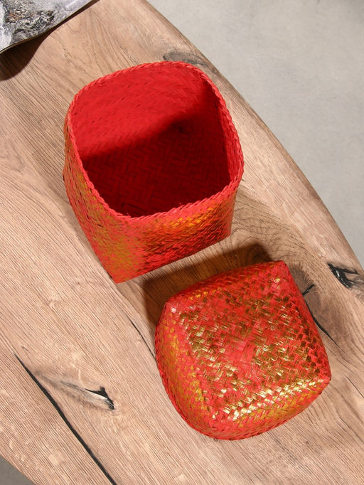 Корзинка плетёная «Голден», 16×16×23 см, розовая