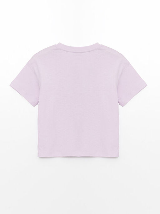 Bisiklet Yaka Bask?l? K?sa Kollu K?z ?ocuk Ti??rt - Waikiki фото 2