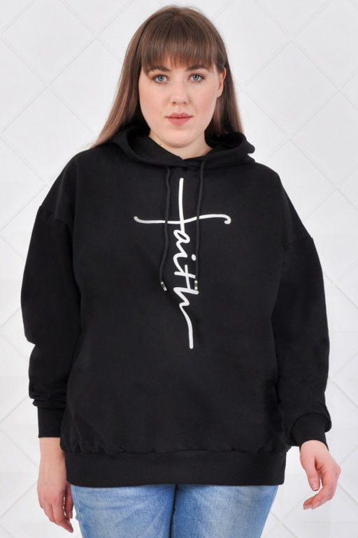 Арт. 13100 Худи женское 50-58 (5 шт) Цвет:черный - Калинка фото 2