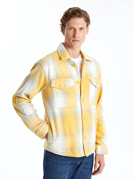 Regular Fit Uzun Kollu Ekose Erkek G?mlek Ceket