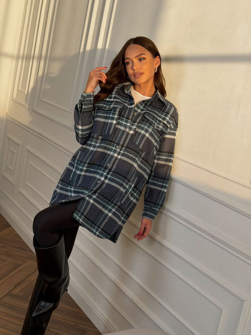 Рубашка DilanaVIP 2127 голубая клетка