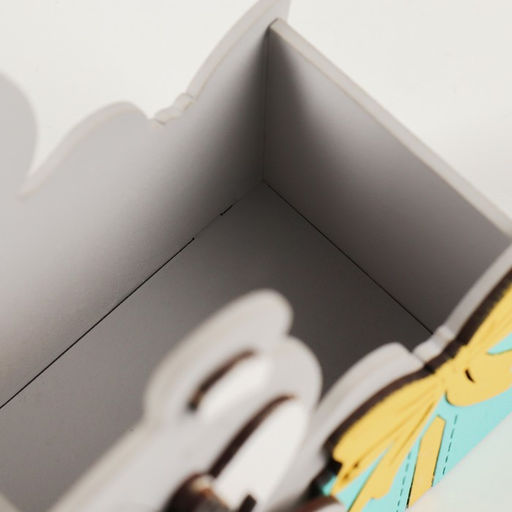 Подарочная упаковка Мишка с подарком 17х8х16 см серый пастель-тиффани - Дарим красиво фото 6