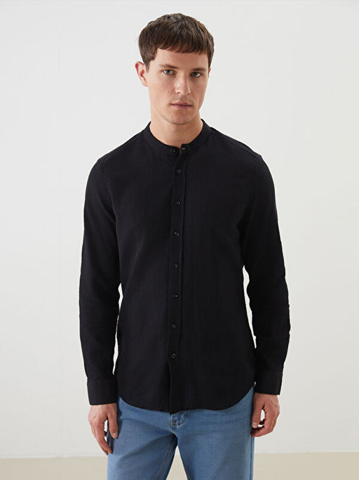 Regular Fit Krinkle B?zg?l? Erkek G?mlek