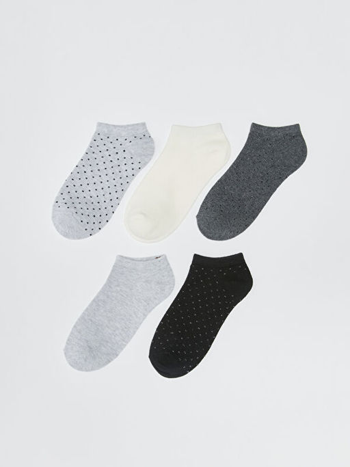 Simli Desenli Kad?n Patik ?orap 5li