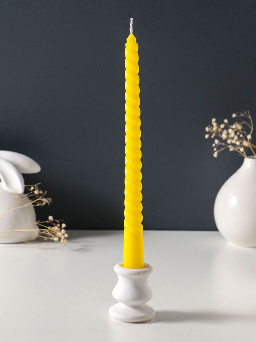 Цена за 2 шт. Свеча витая 25 см (набор 2 шт) 57 гр, 5 ч, цв. жёлтый