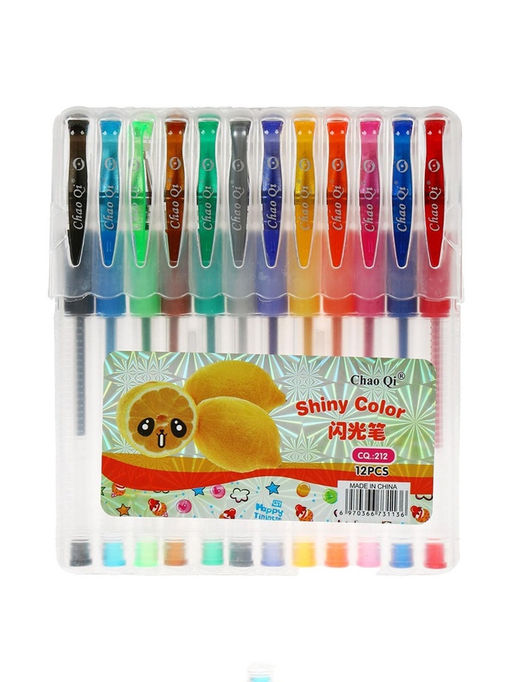 Набор гелевых ручек, 12 цветов, с блестками, с резиновым держателем, в пластиковой коробке - Simaland фото 13